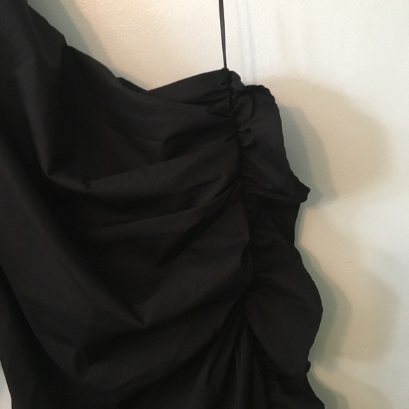 New Black One Shoulder Socialite Mini Dress Party Sexy Large Short LBD Ruffled - Picture 3 of 6
